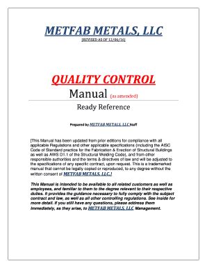 metfab quality control manual pdf